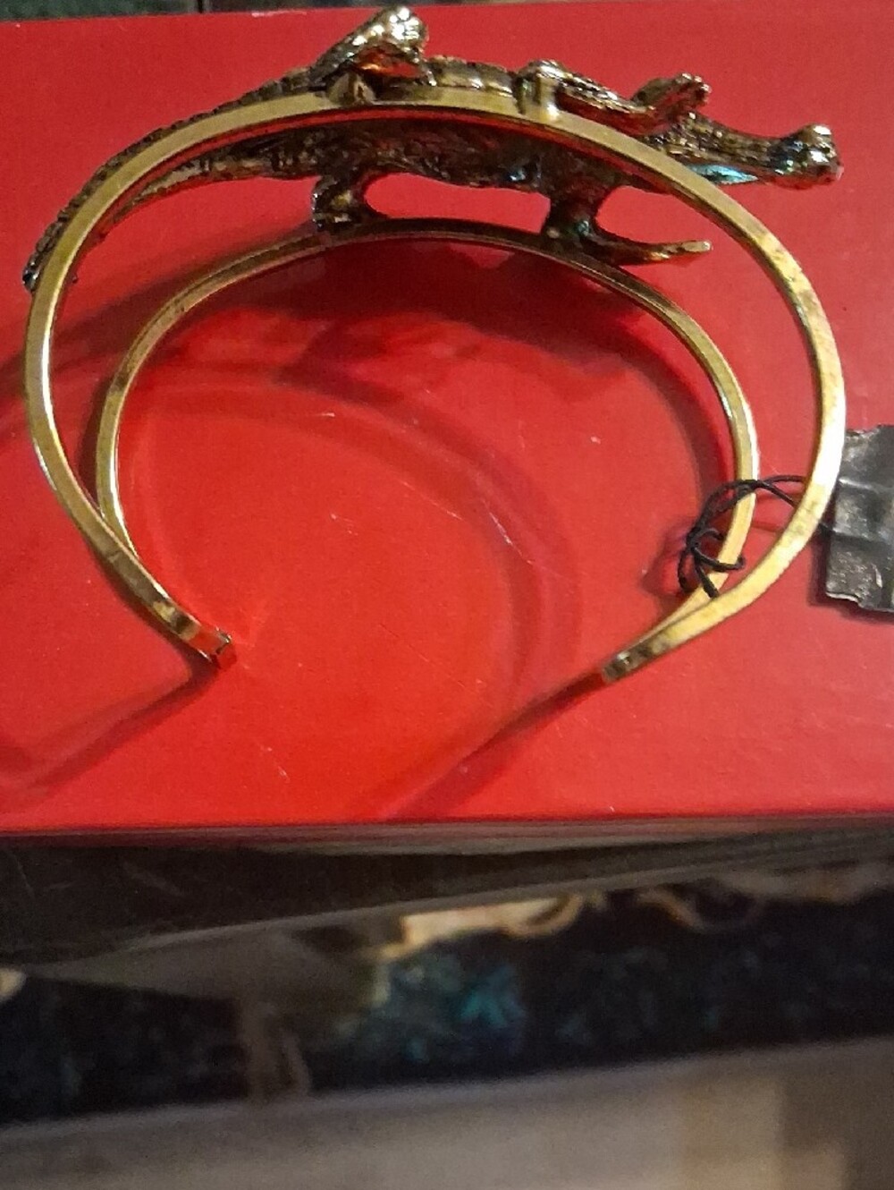 Yochi Gold Alligator Cuff Bracelet - Picture 3 of 6